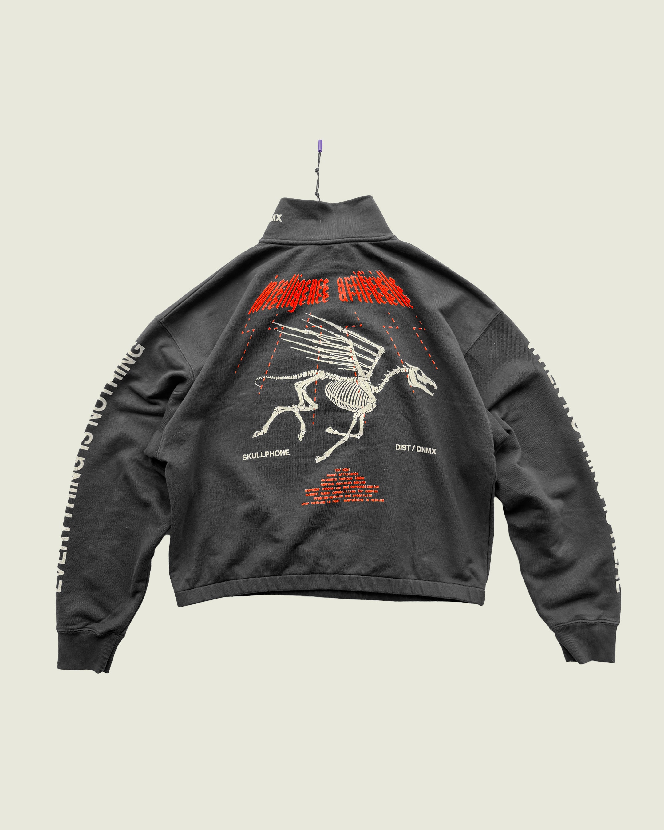 DIST / DNMX X SKULLPHONE "Pegasus Void" Quarter Zip in BLACK FADE