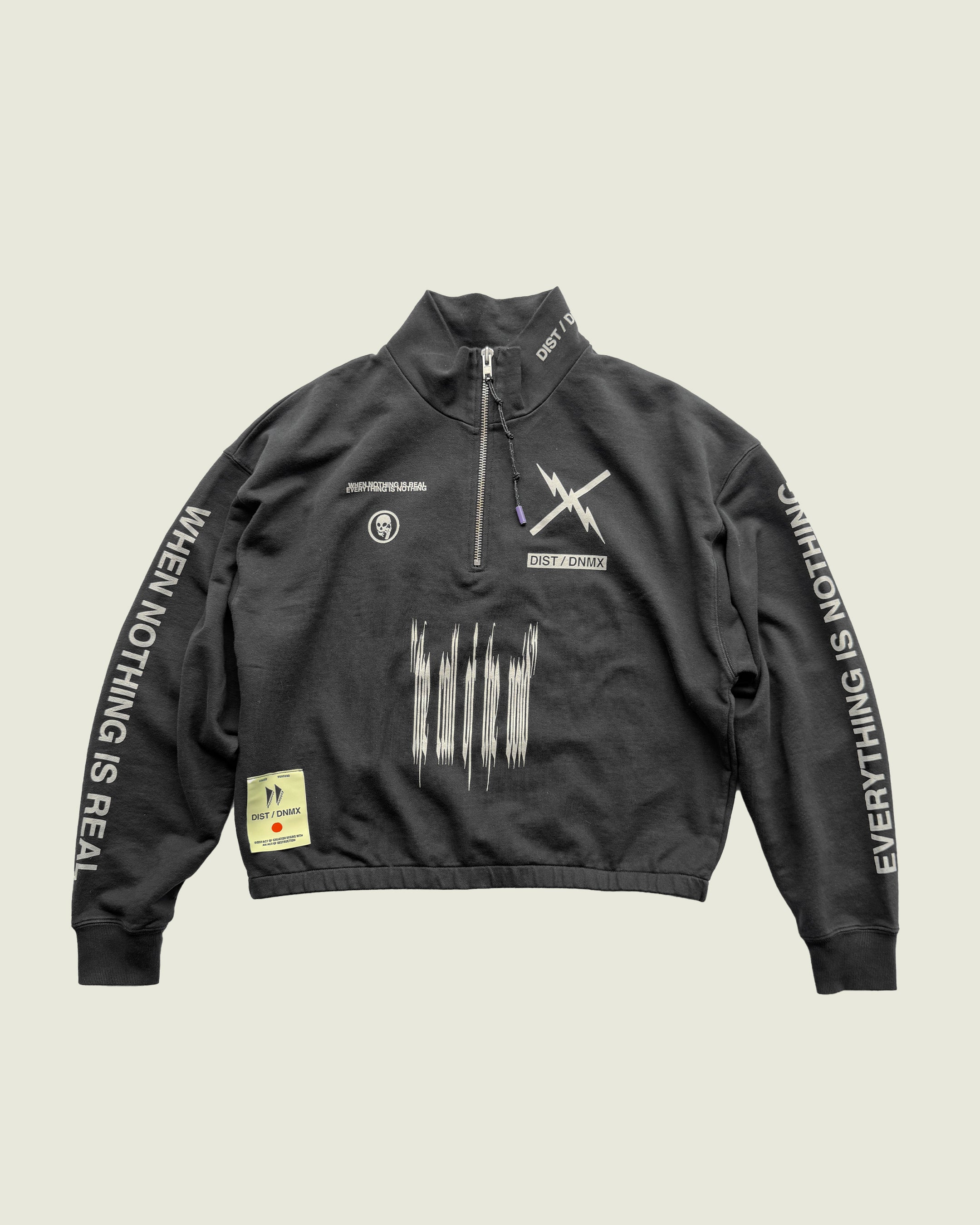 DIST / DNMX X SKULLPHONE "Pegasus Void" Quarter Zip in BLACK FADE