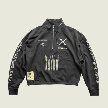 DIST / DNMX X SKULLPHONE "Pegasus Void" Quarter Zip in BLACK FADE